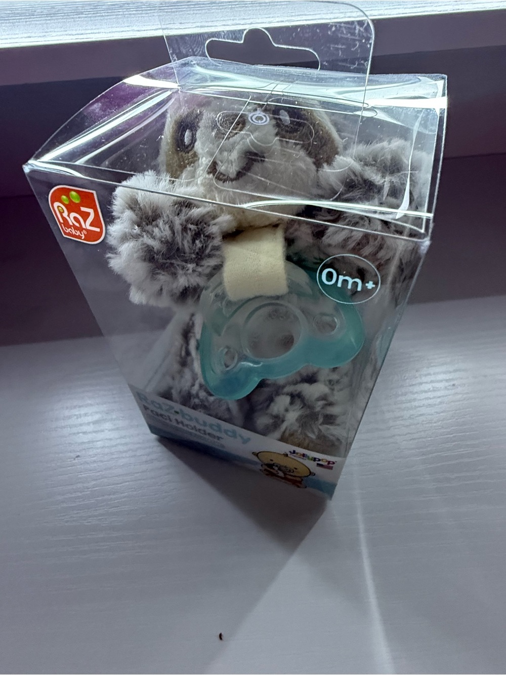 Sloth Plush Pacifier Buddy with Teal Pacifier